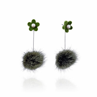 

925 sterling silver lovely bead Wool ball long style are very personality&beautiful earrings specially designed for you