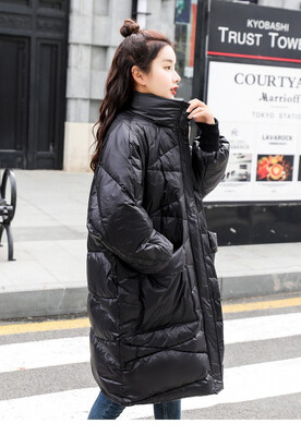 

Over the knee padded womens long loose bread jacket 90300