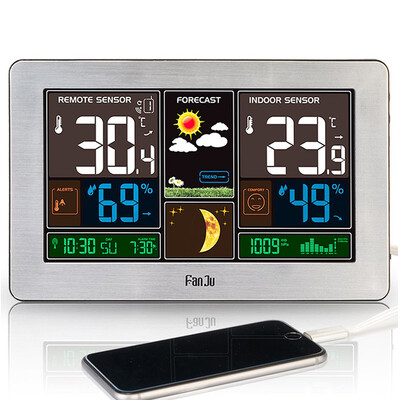 

FanJu FJ3378 Weather Station Indoor Outdoor Temperature USB Charger