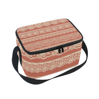 

ALAZA Lunch Box Lace Borders Insulated Lunch Bag Large Cooler Tote Bagfor Men Women
