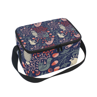 

ALAZA Lunch Box Insulated Lunch Bag Large Cooler Floral Pattern And Owl Tote Bag