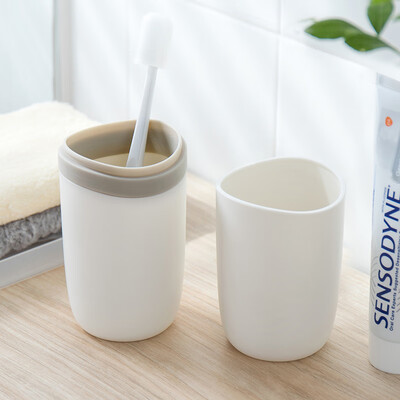 

Gagarin travel wash cup toothbrush cup portable toothbrush box mouth cup set simple toothpaste storage brush cup fala apricot