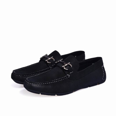 

Wuzhe high-end cowhide mens shoes business casual bean shoes European style wear resistant rubber bottom