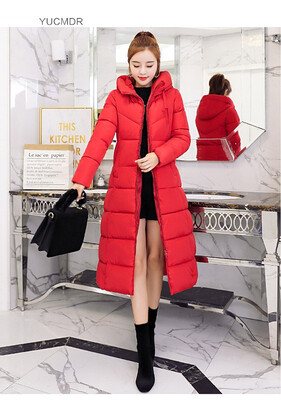 

2018 new autumn winter jacket down jacket female Korea version of the long style hooded slim body with large size cotton jacket