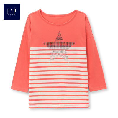 

GAP flagship store girls rivets love pattern long-sleeved T-shirt 398015 pink XS