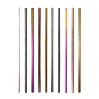 

Useful Reusable 304 Stainless Steel Straw Milk Tea Colorful Straws Party Drinking Accessories