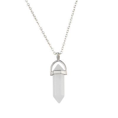

Fashion Woman Girl Jewelry Gemstone Necklace Natural Stone Hexagonal Pointed Reiki Chakra Pendant Crystal Necklace Chain 13