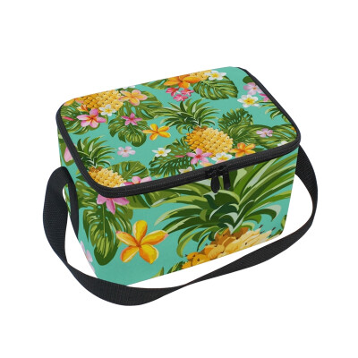 

ALAZA Lunch Box Insulated Lunch Bag Large Cooler Tote Bag Summer Flowers And Leaf for Men Women Girls Boys