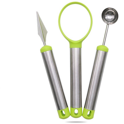

3pcs Melon Baller Scoop Fruit Spoon Dessert Engraving Flower Carving Knife