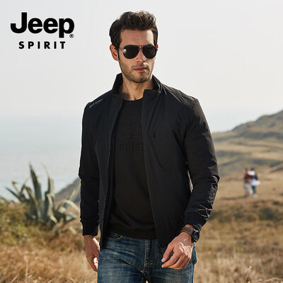 

JEEP Jeep Jacket Men 2019 Spring New Casual Mens Stand Collar Short Jacket Mens Shirt JPL2677 Black 3XL