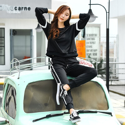 

Colorful 2019 new wild running fitness clothing suit fashion loose quick-drying female models yoga clothing two-piece black