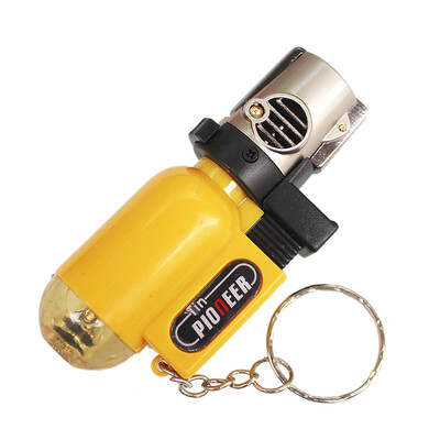 

2pcs Cigarette Accessories Pendant Torch Cigar Lighter Refillable Windproof Cylindrical Shape Butane Gas Lighters Transparent with