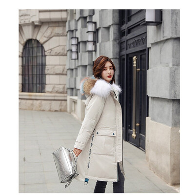 

Down jacket womens fashion long white duck down jacket fur collar down jacket 90237