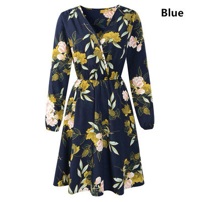 

Autumn&winter new deep V-neck long-sleeved waist slim dress womens clothing