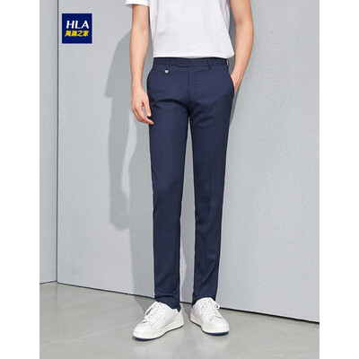 

HLA Haishu House trousers male 2019 spring new net color twill comfortable high elastic silk pants HKXAD1R013A Navy 13 18094A 37