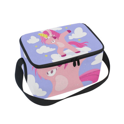 

ALAZA Lunch Box Insulated Lunch Bag Large Cooler Unicorn Doing Exercise Tote Bag