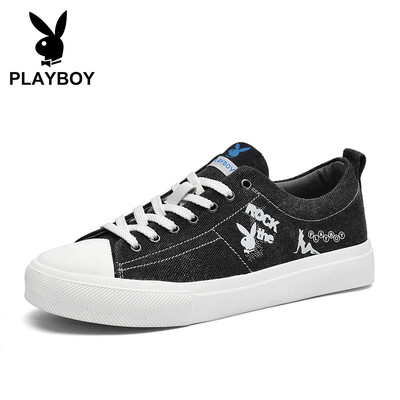 

Playboy PLAYBOY England low cut casual vulcanized canvas shoes mens flat comfortable DS85239 black 39