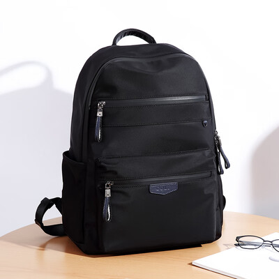 

Golf GOLF Backpack Mens Waterproof Nylon with Microfiber Leather Computer Bag Large Capacity Travel Backpack D8BV33869J Black
