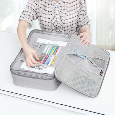 

BUBM ID storage bag family home large capacity box multi-function box passport account this passbook important document bag TJB double gray