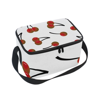 

ALAZA Lunch Box Insulated Cherry Pattern Lunch Bag Large Cooler Tote Bagfor Men Women