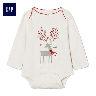 

GAP flagship store childrens clothing female baby cotton print baby onesies newborn romper 399993 ivory white 59cm 3-6 months