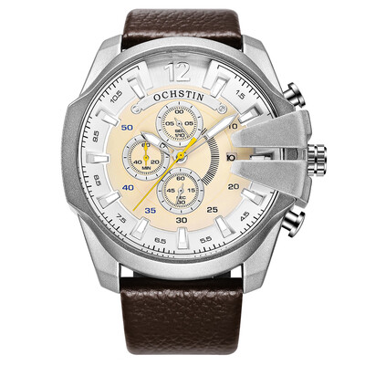 

OCHSTIN Men Watch Leather Strap Quartz Sport Wristwatch Calendar Fashion Casual 3ATM Waterproof Male Watches