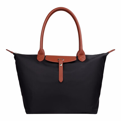 

LKX HOT Summer Womens Big Beach Handbag Foldable Nylon Waterproof Long Handbags Large Tote Shopping Champagne Bags For Women