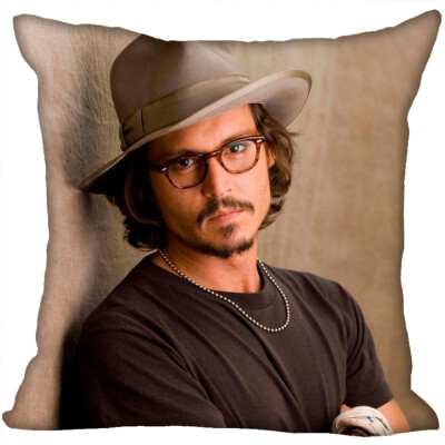 

Johnny Depp Pillow Cover Bedroom Home Office Decorative Pillowcase Square Zipper Pillow Cases Satin Fabric No Fade 35x35CM