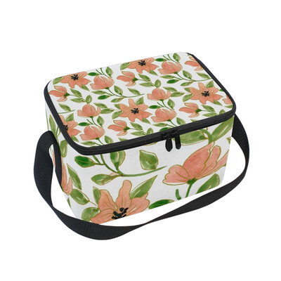

ALAZA Insulated Lunch Box Flowers And Leaves Lunch Bag for Men Women Portable Tote Bag Cooler Bag