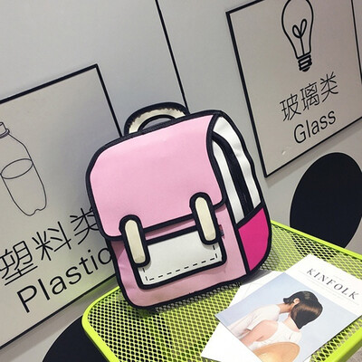 

Multicolor Optional 3D Jump Style 2D Drawing From Cartoon Type Shoulder Bag Comic Backpack Bookbag Bright Collision Color