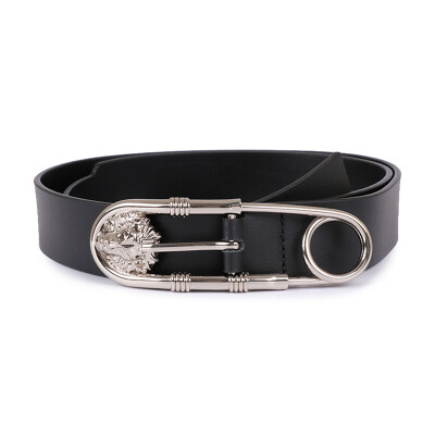 

VERSACE VERSUS Versace Vanssa Luxury 18 Fall Winter New Mens Black Leather Lion Head Pin Buckle Belt Belt FCU0104 FVO F460N 100