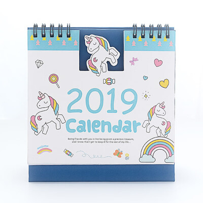 

Mohamm Cute Unicorn Flamingo 2019 Planner Desk Calendar Supplies Office Decoration Organizer