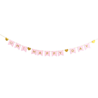 

OH HAPPY DAY Themed Flags Banner Decorative Paper Banner with 2m Cord Wedding Birthday Party Festivals Decorations Supplies--Silv