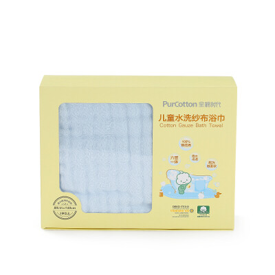 

Cotton era bath towel towel gift box newborn gauze bath towel baby towel cotton baby bath small blanket small quilt 6 layer 80140cm blue 1 box - edging