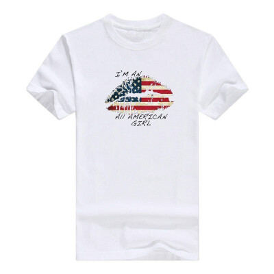 

Flag Lips Im All American Off The Shoulder 4th July Mens T-Shirt Fashions