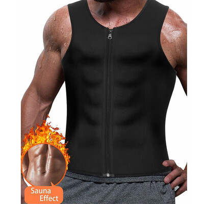 

SLIMBELLE Men Waist Trainer Vest for Weightloss Hot Neoprene Corset Body Shaper Zipper Sauna Tank Top Workout Shirt