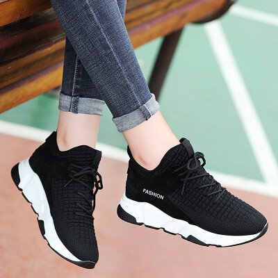 

Centennial Centenary Ms Mesh Breathable Thick Foundation Increased Korean Casual Casual Sports Running Shoes 1675 Black 36