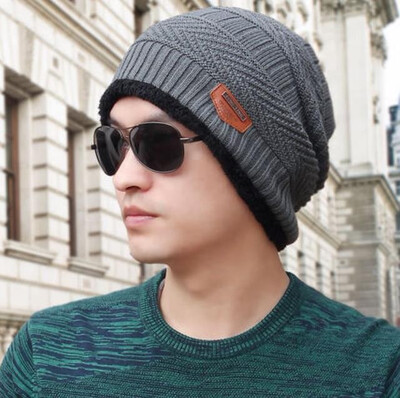 

Men winter hat fashion knitted hats Fall Hat Thick&warm&Bonnet Skullies Beanie Soft Knitted Beanies Cotton