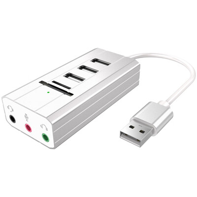 

XG-400U USB Multifunction Hub Sound Card 3 USB Ports USB Deconcentrator External Sound Card TF & SD Card Reader