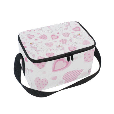 

ALAZA Lunch Box Insulated Love Unicorn Girls Lunch Bag Large Cooler Tote Bagfor Men Women