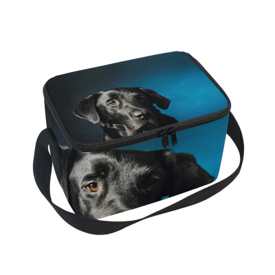 

ALAZA Lunch Box Insulated Black Dog Lunch Bag Large Cooler Tote Bagfor Men Women