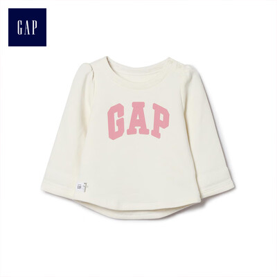 

GAP flagship store baby girl new year logo logo fleece crew neck sweater 401796 ivory white 6-12M