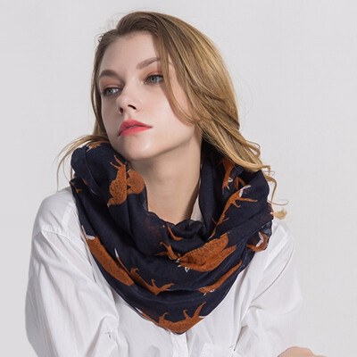 

Lightweight Long Fox Infinity Scarf for Women Loop Shawl Head Wrap