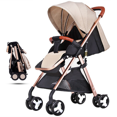 

Baby Stroller High View Pram One Step Fold Lightweight Convertible Baby Carriage with Multi-Positon Reclining Seat Extended Canopy