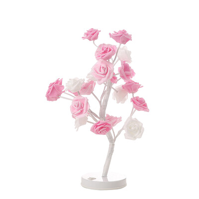 

UpperX Rose Flower Tree Table Lamp 24 LEDs Flower Desk Lamp Home Bar Hotel Holiday Party Wedding Decoration Warm White Night Light