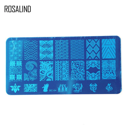 

ROSALIND 1pcs 126cm Rectangle Nail Stamping Template Flowers Animal Patterns DIY Nail Designs Manicure Stamp Plate Stencils