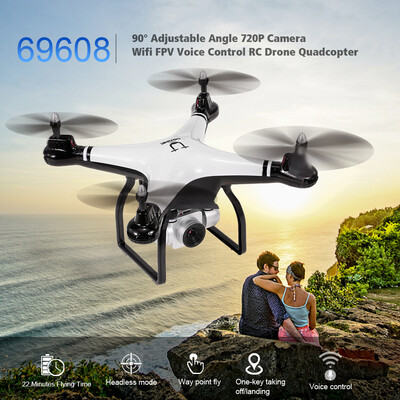 

Utoghter 69608 90° Adjustable Angle 720P Camera Wifi FPV 22mins Flying Time Drone Altitude Hold One Key Return Voice Control RC Dr