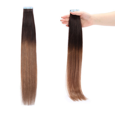 

Tape in Human Hair Extensions Highlight Balayage Long Straight Seamless Skin Weft Glue in Hairpieces Invisible Double Sided Tape