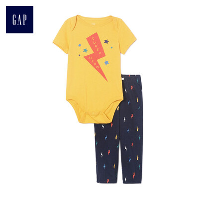 

GAP flagship store baby boy cute print jumpsuit suit 382094 bright yellow 3-6M