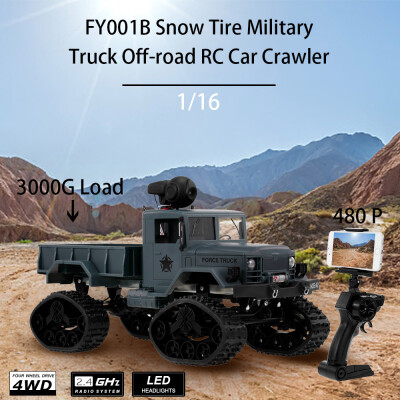 

Fayee FY001B 116 24GHz 4WD 480P Wifi FPV Camera 3000G Load Snow Tire Military Truck Off-road RC Car Crawler with LED Headlights